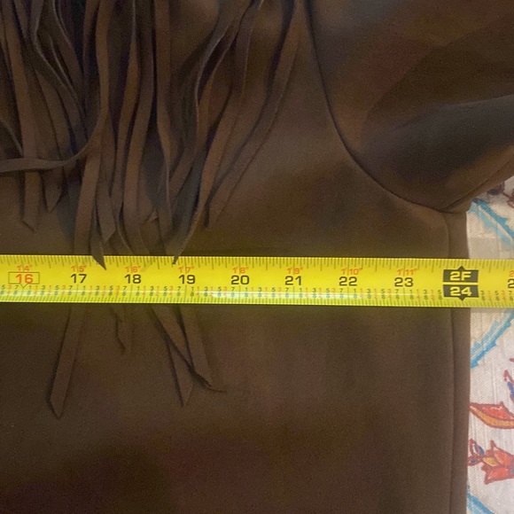 NWOT - MAX STUDIO Brown Vegan Suede Jacket w Fringe, XL - Picture 11 of 12